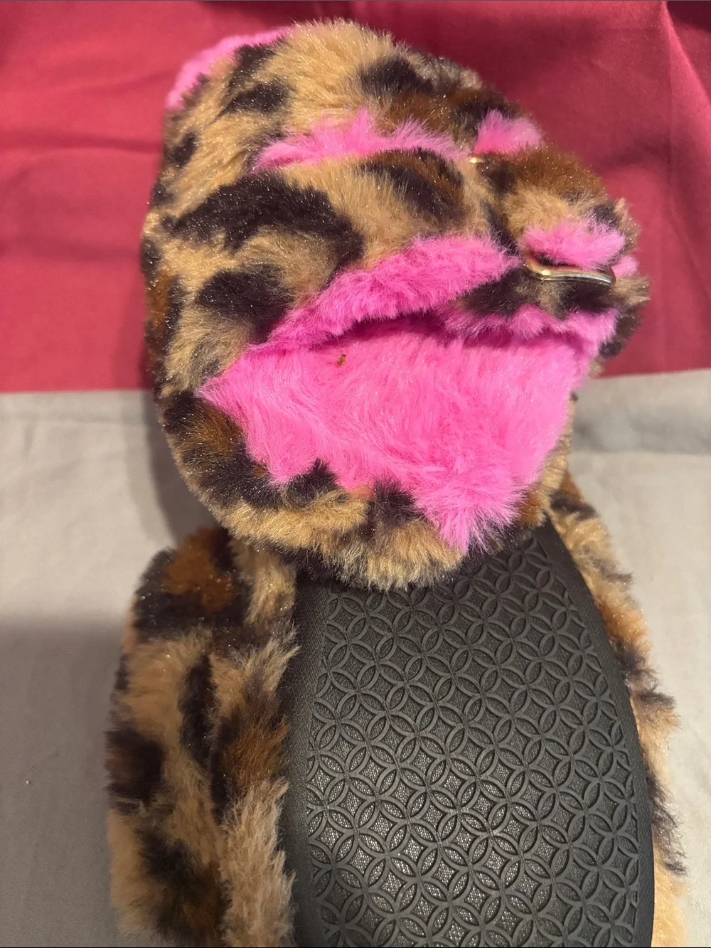 Steve Madden Pink Leopard Fuzzy Slide Slippers for Kids